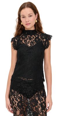 WAYF Cosette Lace Top Black L