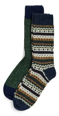 Barbour Barbour Fair Isle Socks 2 Pack Classic Mix M