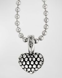 Caviar Beaded Heart Pendant Necklace, 35"L