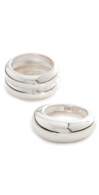 AGMES Domed Ridge Ring Set Silver 7