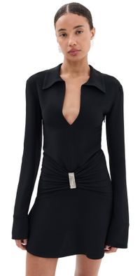 The Attico Long Sleeve Collar Dress Black 38