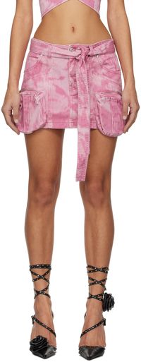 Blumarine Pink Faded Denim Mini Skirt