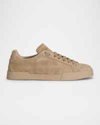 Men's Suede Perforated DG Low-Top Sneakers