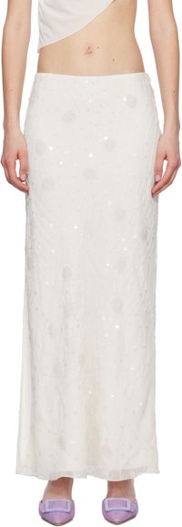 Mirror Palais SSENSE Exclusive White Beaded Maxi Skirt