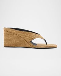 Raffia Wedge Thong Sandals