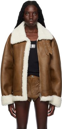 VTMNTS Brown Buckle Leather Jacket