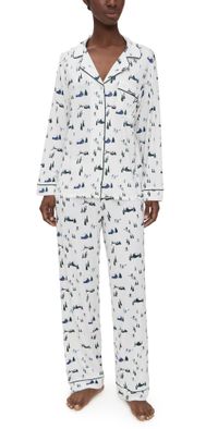 Eberjey Gisele Printed Long Pajama Set Ski Chalet Ivory/Pine XL