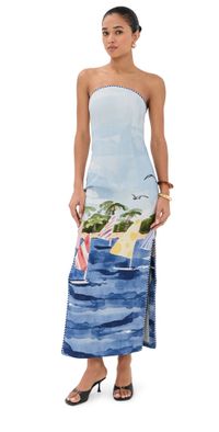 Leo Lin Ava Bustier Maxi Dress Nautical Print 16