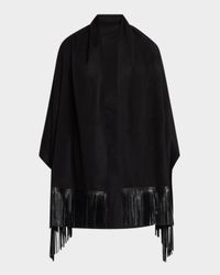 Woven Cashmere Scarf W/ Leather Fringe