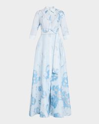 A-Line Metallic Jacquard Shirt Gown