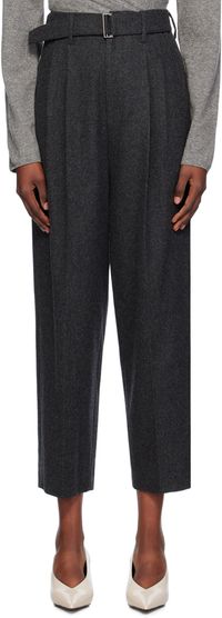 LE17SEPTEMBRE Pantalon gris à ceinture