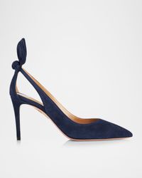85mm Bow Suede Pumps