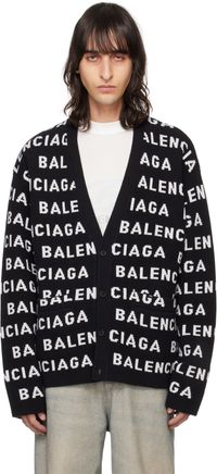 Balenciaga Black & White Button Cardigan