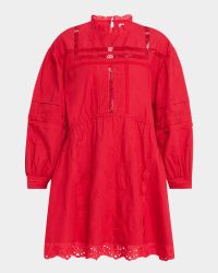 Clancy Embroidered Long-Sleeve Mini Dress