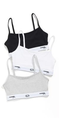 HOMMEGIRLS Homme Girls x Fruit of The Loom Cami Bralette 3 Pack Black/Heather Grey/White XS