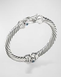7mm Cable Buckle Bracelet w/ Diamonds & Topaz