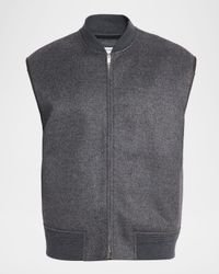 Men's Leather Trim Double-Face Wool Gilet