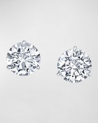 18K White Gold 3-Prong Diamond Martini Stud Earrings, 4tcw, 0.31"L / 0.31"W