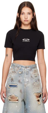 VETEMENTS T-shirt ajusté et écourté noir à logo ovale