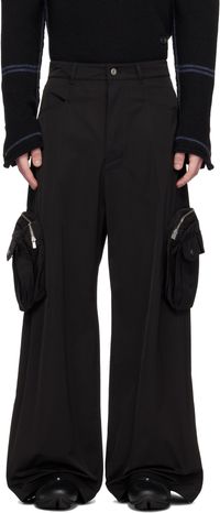 FFFPOSTALSERVICE Pantalon cargo ample noir à glissières