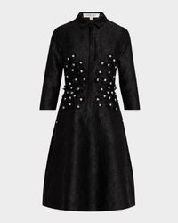 Floral Applique Jacquard Shirtdress