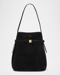 Belted Suede Bucket Bag