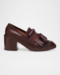 Fiona Leather Tassel Heeled Loafers