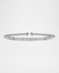 14K White Gold Bujukan Diamond Bar Split Bangle