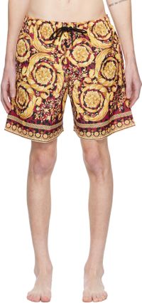 Versace Underwear Maillot de bain doré et rouge à motif Wild Barocco