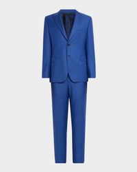 Men's Sharkskin Wool Peak-Lapel Suit