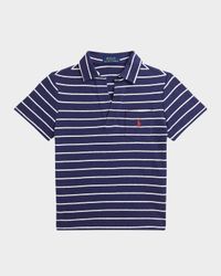 Boy's Linen Striped Polo Shirt, Size 2-7