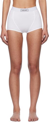 Versace Underwear Boxer blanc en jersey côtelé à logo rétro '90s
