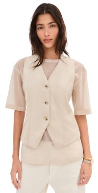 LE BOP Lottie Faux Suede Vest Feather Grey XXS