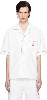 Casablanca Short blanc cassé en tissu éponge à monogrammes