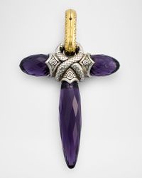 Sterling Silver and 18K Yellow Gold Dark Amethyst Quartz Enhancer