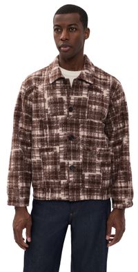 Universal Works Rams Check Fleece Jacket Sand S