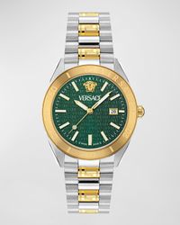 Men's V-Dome Two-Tone Bracelet Watch, 42mm