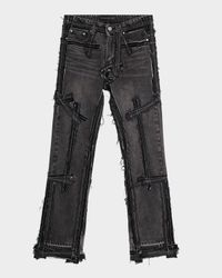 Men's Exposure Patchwork Slim-Fit Jeans