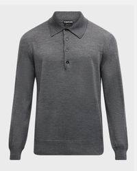 Men's Fine-Gauge Wool Polo Sweater