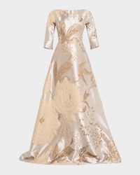 A-Line Metallic Jacquard Gown