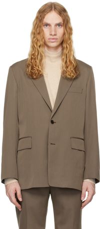 AURALEE Veston Max brun en gabardine légère de laine