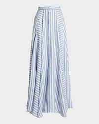 Shamus Umbrella Striped Linen Maxi Skirt