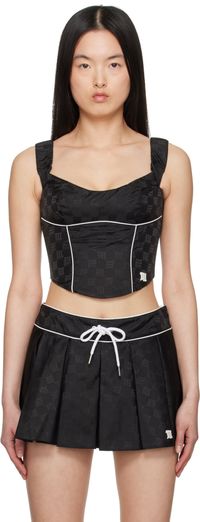MISBHV Haut de style corset noir en nylon à monogramme