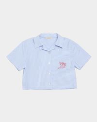 Girl's Journey Cropped Embroidered Logo-Print Shirt, Size 4-12