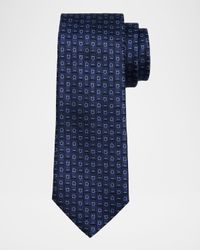 Men's Alternating Micro-Gancini Jacquard Silk Tie