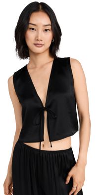 Leset Barb Tie Top Black L
