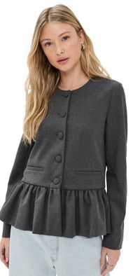 WAYF Blakely Peplum Jacket Charcoal XL