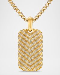 Men's Chevron Tag Enhancer in 18K Gold with Diamonds, 34mm
