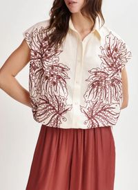Essentiel Antwerp - Chemise col classique brodée en coton - Taille L - Blanc