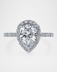 Platinum Pear Diamond Statement Ring, Size 6.5, 1.93tcw